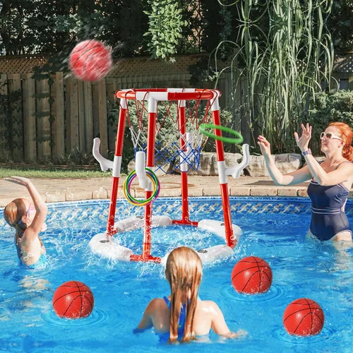 Miniatura 4 de Juguetes de aro de baloncesto para piscina para niños de 4-8, 8-12 años y adultos, juegos de piscina de natación al aire libre de verano, juguetes