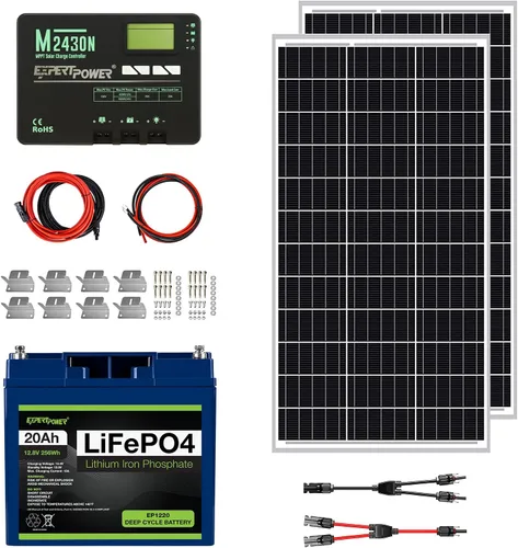 Miniatura 12 de ExpertPower Kit de energía solar de 200 W y 12 V Paneles solares mono-rígidos de 200 W, controlador de carga solar MPPT de 30 A RV, remolque