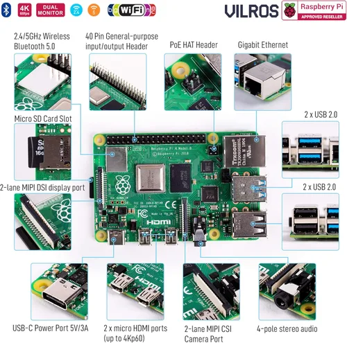 Miniatura 2 de Vilros Raspberry Pi 4 Kit de juegos retro de 4 GB con 2 controladores USB y funda estilo de juego, tarjeta micro SD de 64 GB, cable HDMI, fuente