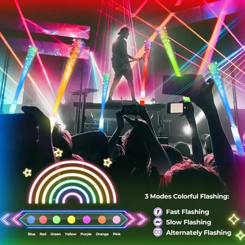 Miniatura 6 de SHQDD 28 varitas de fibra brillante, varitas de luz LED, suministros de fiesta que brillan en la oscuridad, varitas de fibra óptica, palos Color-28