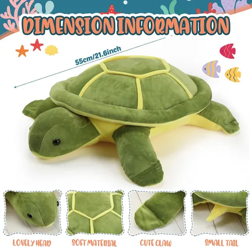 Miniatura 3 de Liliful Peluche de tortuga marina gigante, suave y grande, almohada de tortuga marina para niños y niñas, regalos para el día de la madre