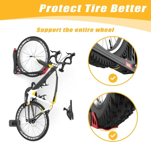 Miniatura 5 de TORACK BIKEPAL - Soportes giratorios para bicicletas para montar en la pared, para ahorro de espacio, ganchos verticales de pared para solución
