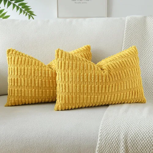 Miniatura 19 de OTOSTAR - Paquete de 2 fundas de cojín decorativas de pana suaves y a rayas estilo boho, fundas de cojín cuadradas para decoración del hogar, fundas