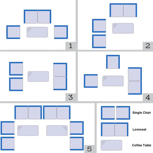 Miniatura 6 de Juego de sofá de patio de 4 piezas, juego de conversación de mimbre con respaldo ergonómico curvo, juego de muebles de ratán para patio con cojín