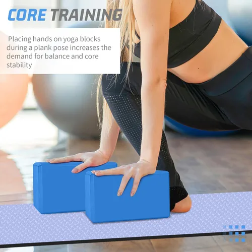 Miniatura 6 de Bloques de yoga 2024, paquete de 2 bloques de yoga de espuma EVA, sin látex, bloques de ejercicio antideslizantes, accesorios de yoga para pilates