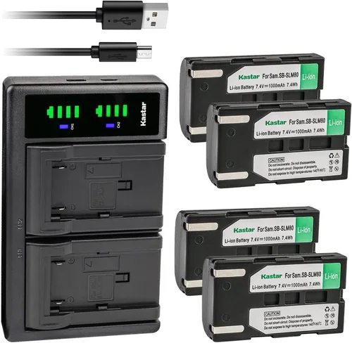 Miniatura 8 de Kastar Paquete de 2 baterías SB-LSM80 y cargador USB LTD2 de repuesto para Samsung SC-D263 SC-D351 SC-D352 SC-D353 SC-D354 SC-D355 SC-D357 SC-D362