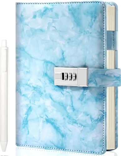 Miniatura 20 de CAGIE Diario con candado para niñas, kit de diario rayado rellenable A5 con contraseña y candado, lindos regalos de Navidad y cumpleaños para niñas