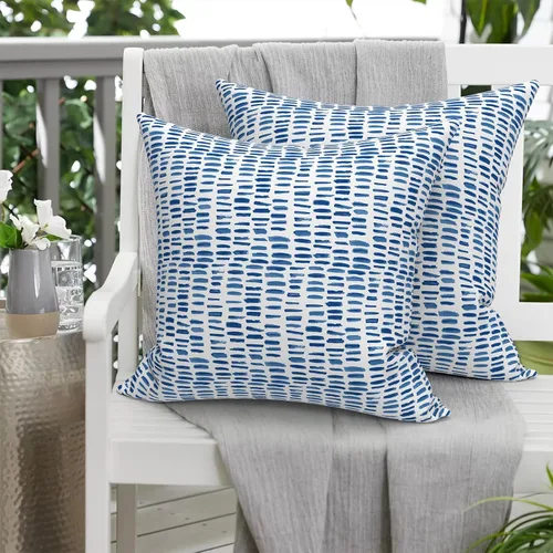 Miniatura 692 de Juego de 2 almohadas para exteriores de 16 x 16 pulgadas, repelentes al agua con interiores, para muebles de patio, hogar, jardín, geometría bohemia