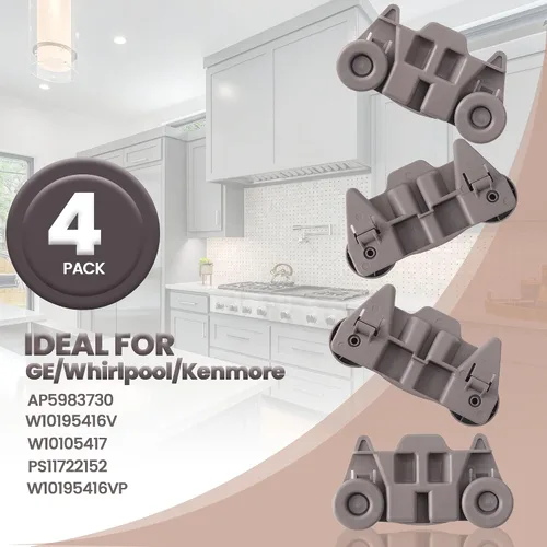 Miniatura 6 de W10195416 - Pieza de repuesto mejorada para rueda inferior de lavavajillas, ideal para GE/Whirlpool/Kenmore - AP5983730, W10195416V, W10105417