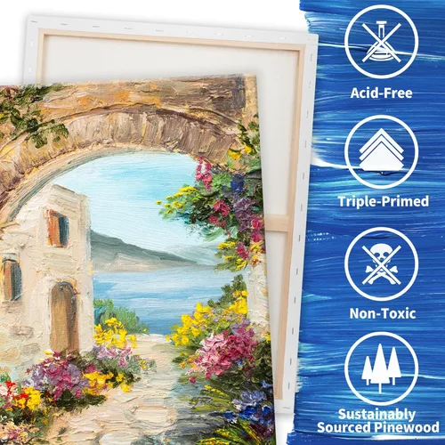 Miniatura 2 de FIXSMITH Lienzo Blanco Virgen Estirado - 18x24 Pulgadas, Paquete de 4, Lienzo Grande Imprimado, 100% Algodón, Perfil de 5/8 Pulgadas de Paquete