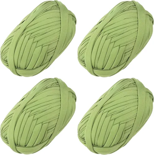 Miniatura 35 de 2 piezas de tela elástica para camisetas, hilo de crochet para tejer DIY, hilo de punto grueso tipo espagueti para proyectos de bolsos, mantas