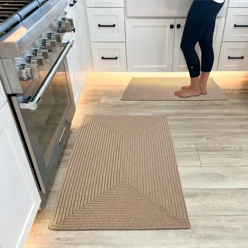 Miniatura 19 de Alfombra ovalada trenzada gris humo de 20 x 30 pulgadas, lavable para interiores y exteriores, decoración campestre para cocinas y entradas