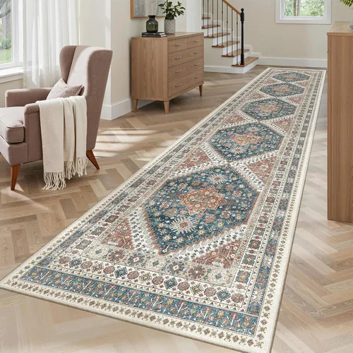 Miniatura 996 de Madane Tapete lavable de 2 x 10 pies para pasillo, cocina, recibidor, clásico, suave, antideslizante para interiores, casa de campo, baño, sala