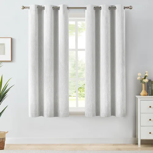 Miniatura 19 de Melodieux Elegantes cortinas opacas de algodón para oscurecer la habitación, para sala de estar, dormitorio, con aislamiento térmico, paneles