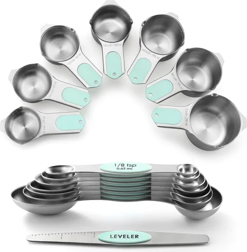 Miniatura 11 de Spring Chef Juego de tazas y cucharas medidoras magnéticas, patentado, imanes fuertes N45, acero inoxidable resistente que cabe en tarros de Varios