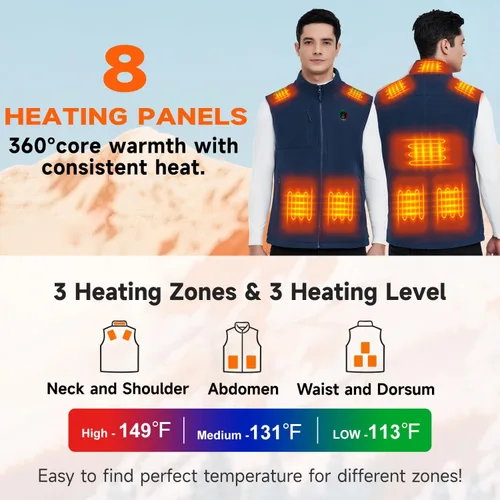 Miniatura 2 de KOVNLO Chaleco térmico para hombre con batería incluida, forro polar suave, chaqueta térmica eléctrica inteligente y ligera