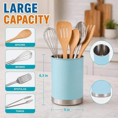 Miniatura 4 de Creative Home Soporte para utensilios de acero inoxidable: organizador grande de herramientas de cocina de 6.3 pulgadas para decoración de cocina