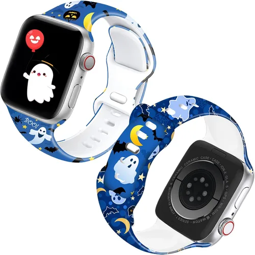 Miniatura 13 de Correa de reloj de Navidad para Halloween, compatible con Apple Watch de 1.496 in 1.575 in 1.614 in 1.654 in 1.732 in 1.772 in 1.929 in para mujer