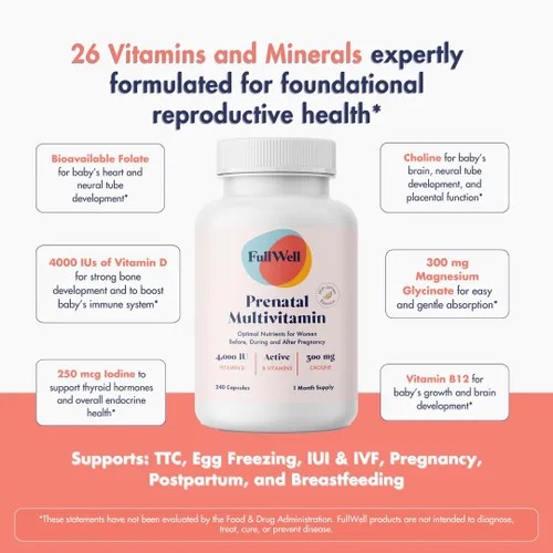 Miniatura 5 de FullWell Vitamina prenatal limón + DHA Aceite de pescado Omega 3 con DHA y EPA para el desarrollo cerebral y apoyo del sistema nervioso Más