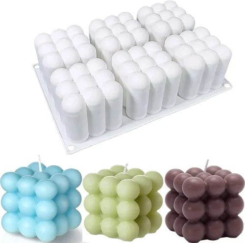 Miniatura 12 de Konrisa Moldes de vela de burbujas 3D, moldes de silicona con 15 cavidades para hacer velas de cera de soja, moldes de pastel de burbujas