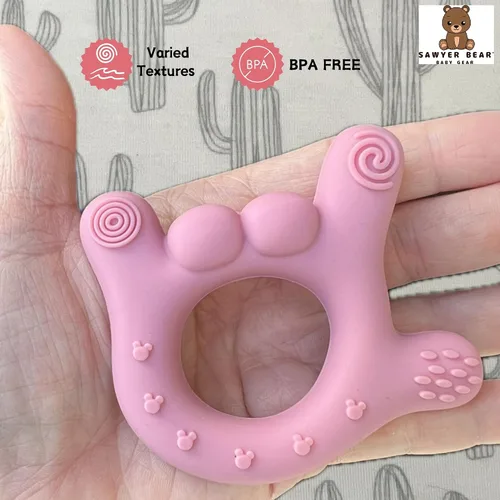 Miniatura 4 de Mordedor de mano de silicona – I Love You Baby Teething Toy 0-12 meses BPA – Alivio de la dentición para niños pequeños Mordedores masajeadores