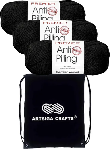 Miniatura 47 de Premier Yarns Everyday Anti-Pelusa Hilo Sólido Verde Pino DN100-8 (6-Madejas - Mismo Lote de Tinta) #4 Peso Estambre Acrílico para Tejer