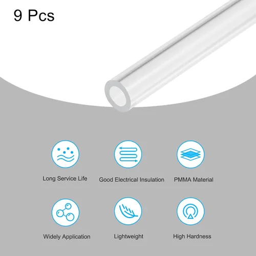 Miniatura 3 de MECCANIXITY Tubo acrílico transparente rígido redondo 9 piezas 0.157 in (5/32 pulgadas) ID 0.315 in (5/16 pulgadas) OD 6" para lámparas y linternas