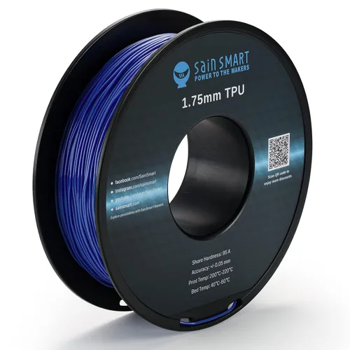Miniatura 19 de Bobina de filamentos para impresoras 3D SainSmart, 0.06 pulgadas, flexible, TPU, 1,7 libras, Negro, 1