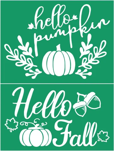 Miniatura 9 de DGAGA Juego de 6 plantillas de pantalla de seda con temática de otoño, reutilizables, autoadhesivas, plantillas de malla de tiza, plantillas