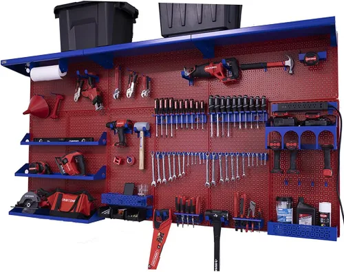 Miniatura 10 de OmniWall Weekend Warrior XL - Sistema de organización de pared de metal (negro/azul)
