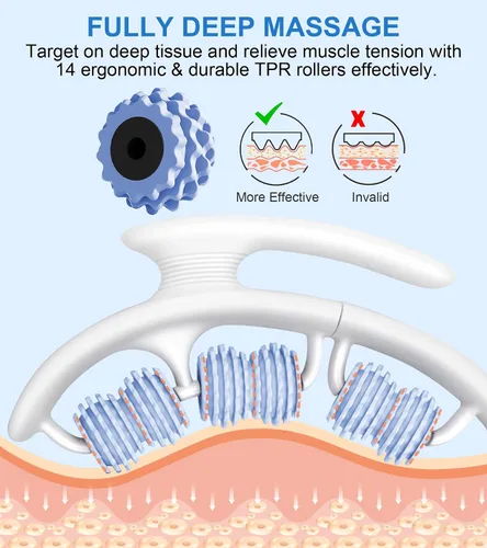 Miniatura 4 de KESHWELL Rodillo de masaje para celulitis, rodillo de masaje muscular, masajeador de eliminación de celulitis, barra de masaje manual con rodillos