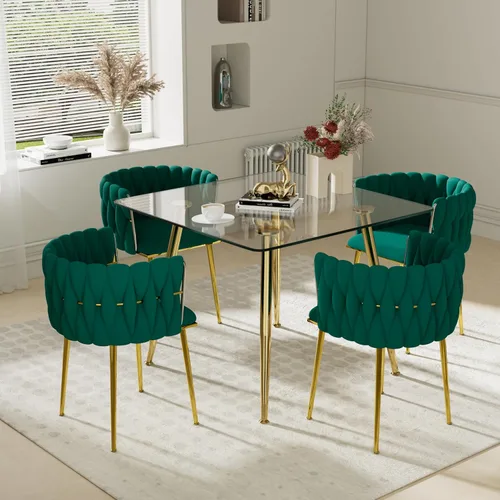 Miniatura 35 de Juego de mesa de comedor de cristal plateado para 2, juego de mesa cuadrada de lujo moderno de 36 pulgadas, juego de mesa de cocina minimalista de 3