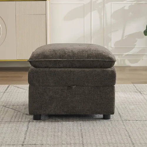 Miniatura 52 de Otomana cuadrada grande de 27 pulgadas con almacenamiento, reposapiés tapizado moderno con patas antideslizantes para sofá, mesa de café, sala