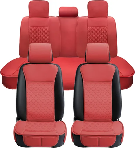 Miniatura 9 de Elantrip - 2 fundas para el asiento delantero del automóvil, protector de cuero para el asiento del automóvil, protector acolchado, antideslizante e