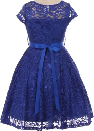 Miniatura 26 de Little Girl - Vestido de niña con manga de encaje y cinturón de piedras