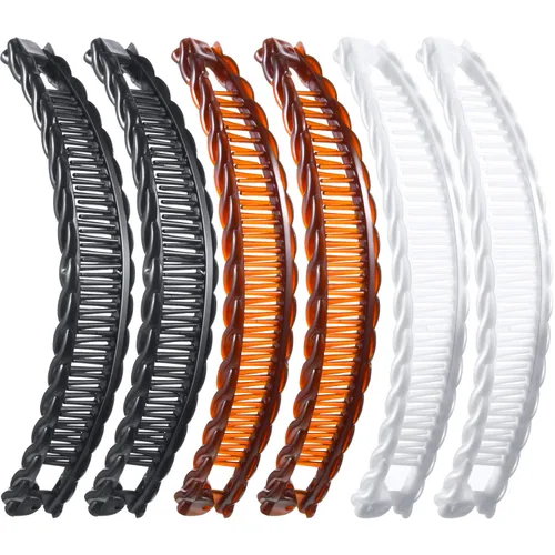 Miniatura 7 de WILLBOND 6 pinzas para el pelo de plátano, pinzas para el cabello con forma de pez, clip para cola de caballo, accesorio para cabello de mujer marrón