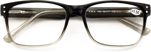 Miniatura 3 de Gafas de lectura rectangulares de gran calidad para hombres grandes - Lector de calidad óptica de ajuste ancho negro (TT Black)