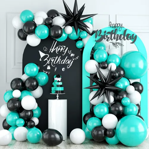 Miniatura 10 de Arco de globos de color verde, azul, amarillo y naranja, guirnalda de globos de arcoíris con globos de látex rosa, rojo, amarillo, naranja, azul