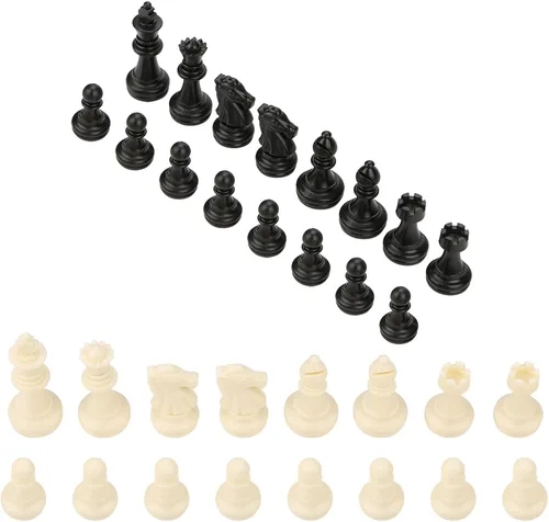 Miniatura 3 de Juego completo de 32 piezas de ajedrez en blanco y negro internacional, 32 piezas de ajedrez estándar de repuesto, piezas de ajedrez de plástico