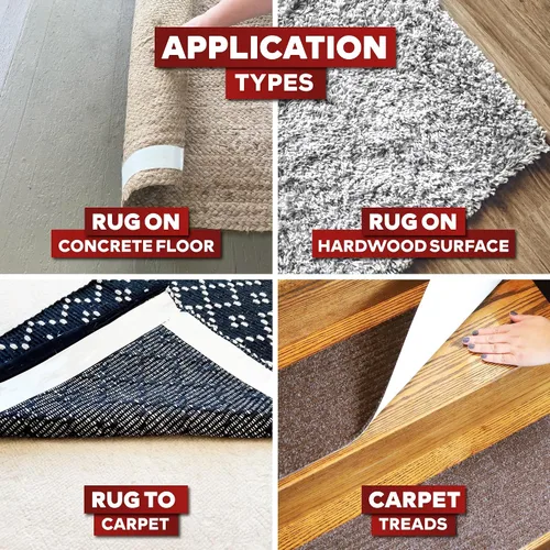 Miniatura 6 de XFasten Cinta para alfombras para suelos de madera dura, 2 x 10 yardas, sin residuos, cinta de alfombra fuerte de doble cara, cinta adhesiva
