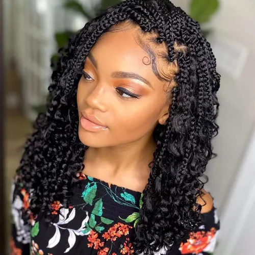 Miniatura 22 de Goddess Box Braids 1B3330 - Trenzas de ganchillo bohemias de 10 pulgadas para mujeres negras, paquete de 7 paquetes de trenzas bohemias preenlazadas