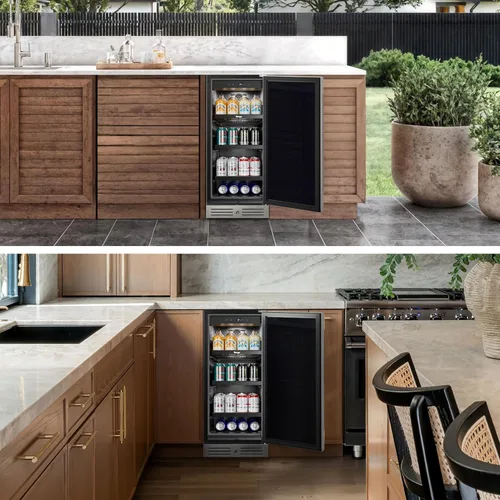 Miniatura 8 de Yeego Refrigerador de bebidas de 15 pulgadas, enfriador de bebidas para 100 latas con bloqueo y descongelación automática, nevera de bebidas