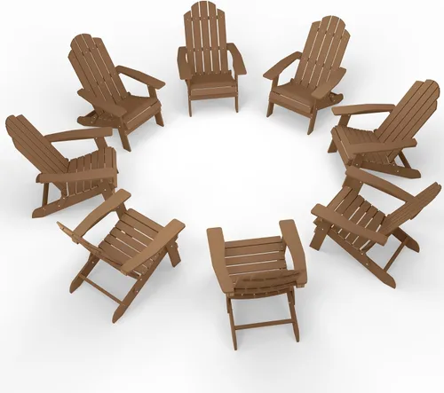 Miniatura 36 de MXIMU Silla Adirondack plegable para exteriores: sillas Adirondack fáciles de montar y cómodas, silla de plástico compuesto para todo tipo de clima