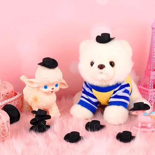 Miniatura 7 de Skylety 20 piezas de sombrero de vaquero y vaquera en miniatura de plástico occidental pequeño lindo sombrero de muñeca para decoración de tarta