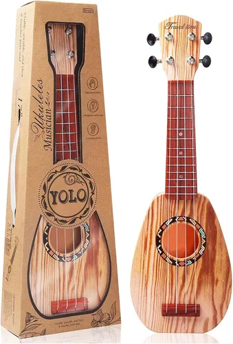 Miniatura 9 de YOLOPLUS+ Guitarra de juguete para niños de 17 pulgadas con 4 cuerdas, mini guitarra infantil, instrumentos musicales educativos, juguete de Azul