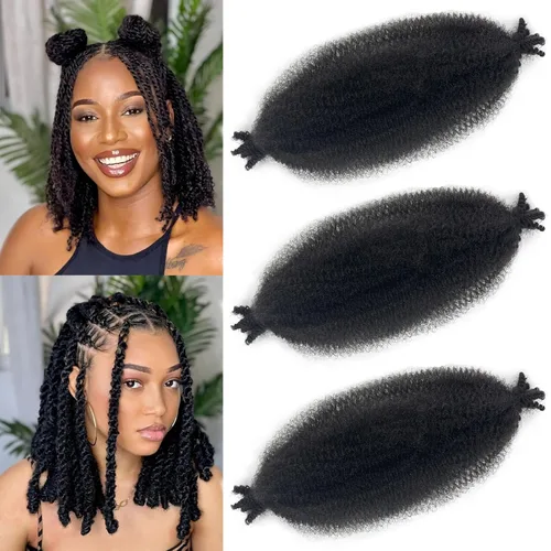 Miniatura 13 de Trenzas de pelo rizado anudadas a crochet estilo afro Marley, 12 pulgadas, pelo pre-separado y trenzado en resorte, trenzas de pelo afro rizado y 4#