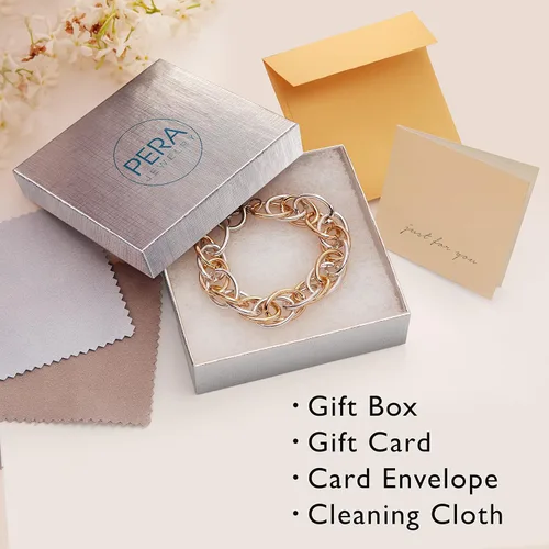 Miniatura 8 de Pera Jewelry Pulseras de corazón, chapadas en oro de 14 quilates y chapadas en plata, pulseras de corazón con cadena en capas para mujer con caja