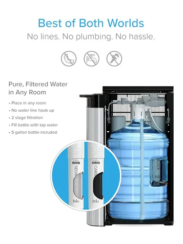 Miniatura 3 de Brio 520 despachador refrigerador de carga inferior para botella de 5 galones con filtro de 2 etapas Opciones de agua caliente, fría y a Inoxidable