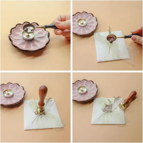 Miniatura 6 de VOOSEYHOME - Sello de cera, letra inicial escrita a mano con mango de palisandro, decoración en invitaciones, sobres de correo, tarjetas, libros