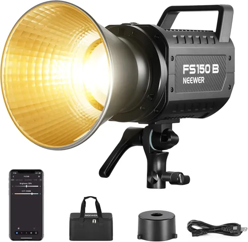 NEEWER FS150B Luz de Vídeo LED 2.4G/Control de Aplicación, Iluminación Continua de Fotografía Silenciosa de 130W Bi Color COB con 4 Tipos de